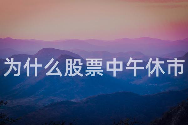 为什么股票中午休市