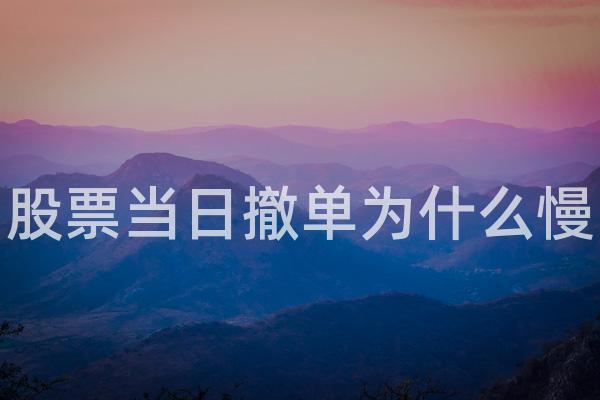 股票当日撤单为什么慢