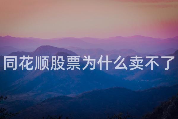 同花顺股票为什么卖不了