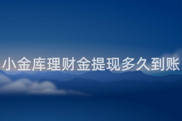 小金库理财金提现多久到账