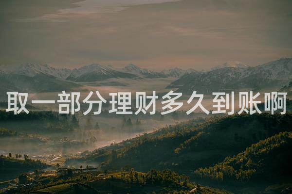 取一部分理财多久到账啊