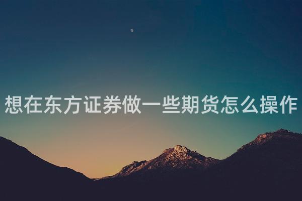想在东方证券做一些期货怎么操作