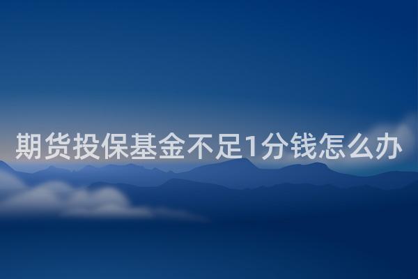 期货投保基金不足1分钱怎么办