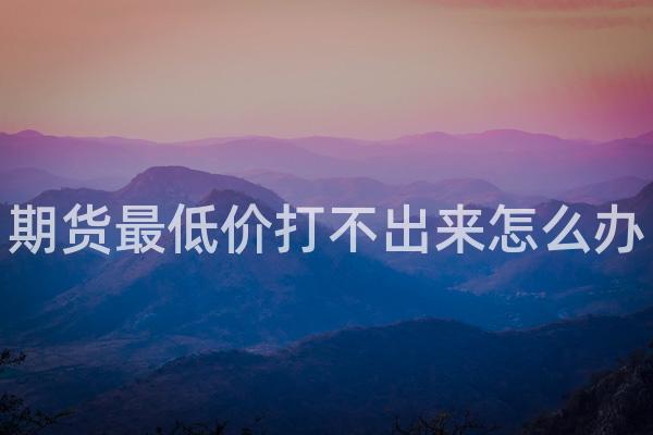 期货最低价打不出来怎么办