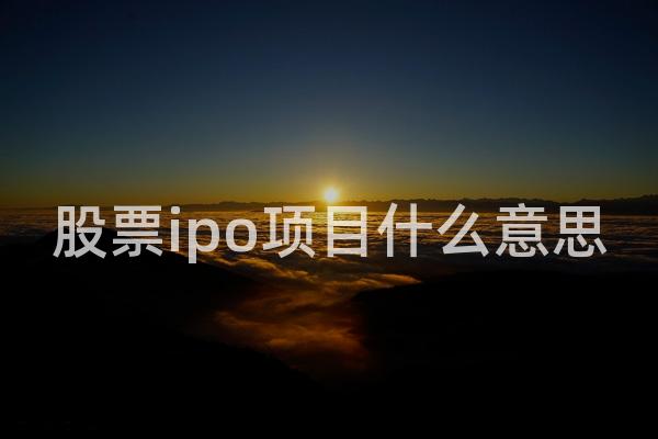 股票ipo项目什么意思