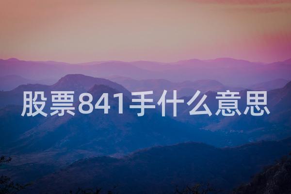 股票841手什么意思