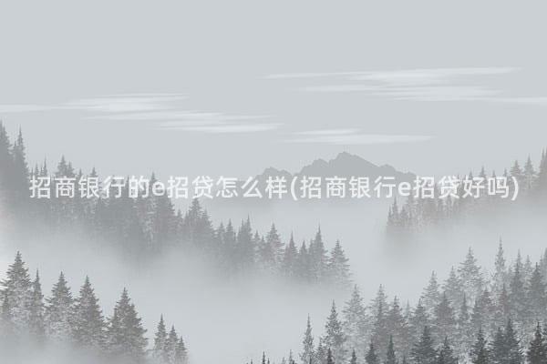 招商银行的e招贷怎么样(招商银行e招贷好吗)