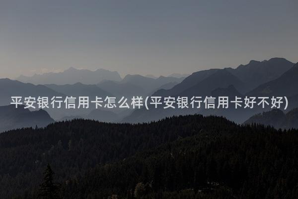 平安银行信用卡怎么样(平安银行信用卡好不好)