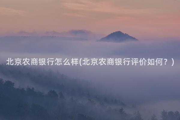 北京农商银行怎么样(北京农商银行评价如何？)